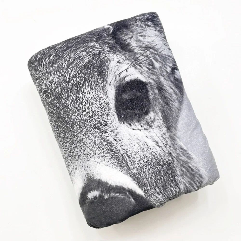 Gray/black/white deer print fleece throw blanket